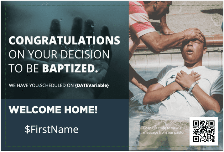 Baptism follow up postcards